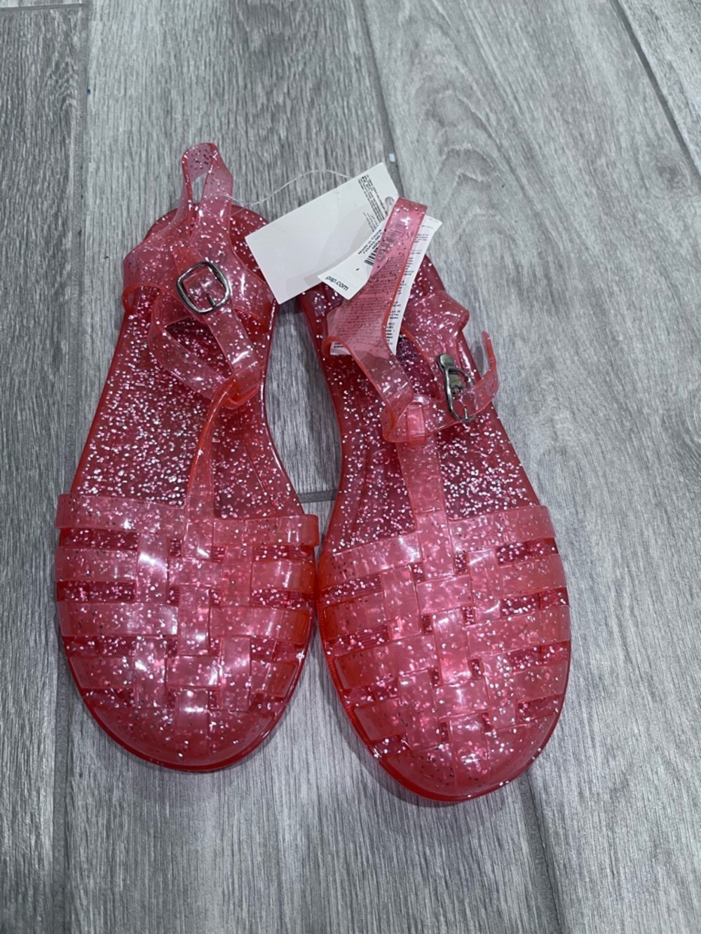 Red and Glitter Jelly Sandals